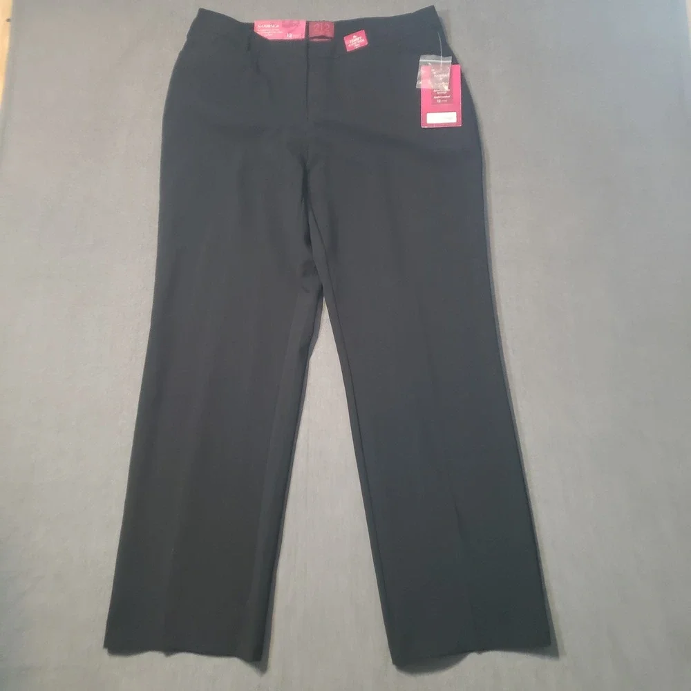 212 Collection Dress Pants Womens 12P Black Tummy Control Natural Fit Straight - Picture 1 of 10